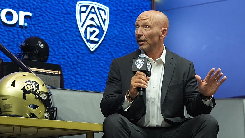 Jul 21, 2023; Las Vegas, NV, USA; Colorado Buffaloes defensive coordinator Charles Kelly during Pac-12 Media Day at Resorts World Las Vegas. tMandatory Credit: Kirby Lee-USA TODAY Sports