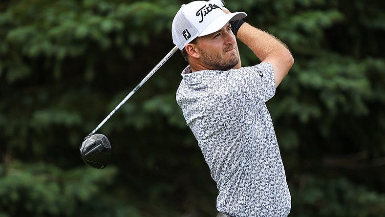 Jul 29, 2023; Blaine, Minnesota, USA; Lee Hodges hits his tee shot on the second hole during the third round of the 3M Open golf tournament. Mandatory Credit: Matt Krohn-USA TODAY Sports