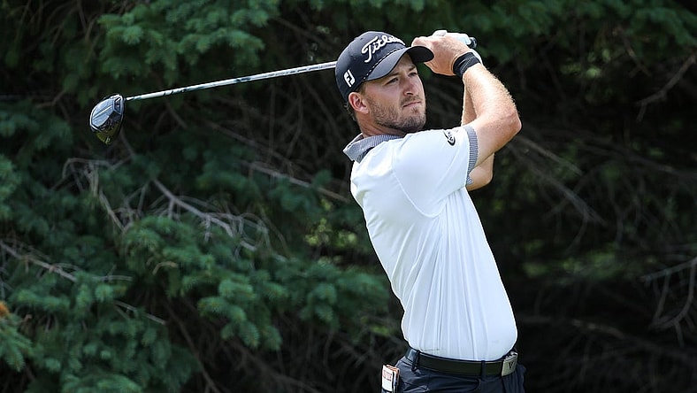 Jul 30, 2023; Blaine, Minnesota, USA; Lee Hodges hits his tee shot on the second hole during the final round of the 3M Open golf tournament. Mandatory Credit: Matt Krohn-USA TODAY Sports