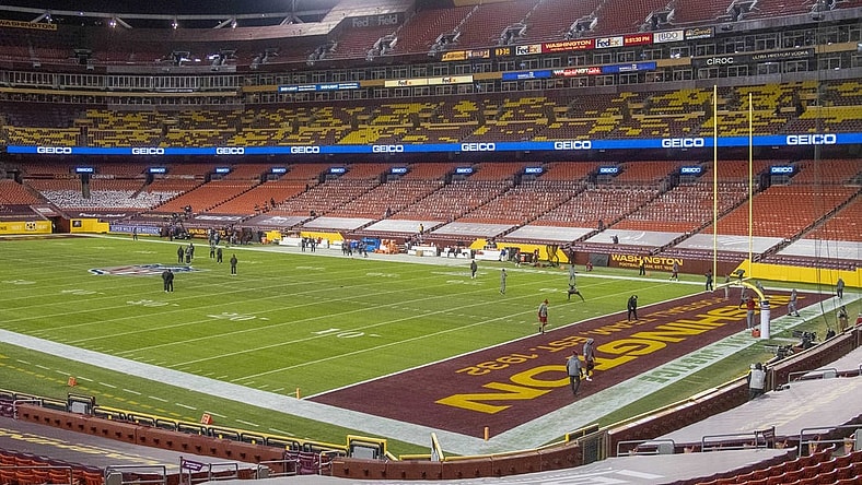 Jan 9, 2021; Landover, Maryland, USA; General view of FedEx Field before the game between the Washington Football Team and the Tampa Bay Buccaneers. Mandatory Credit: Brad Mills-USA TODAY Sports
