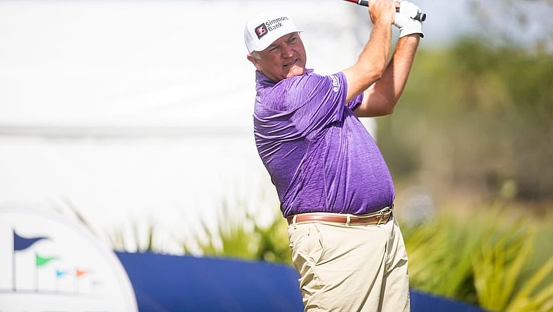 Ken Duke hits his tee shot at the first hole during the Chubb Classic Pro-Am on Wednesday, Feb. 16, 2022 at the Tibur  n Golf Club in Naples, Fla.

Ndn 20220216 Chubb Classic 0256