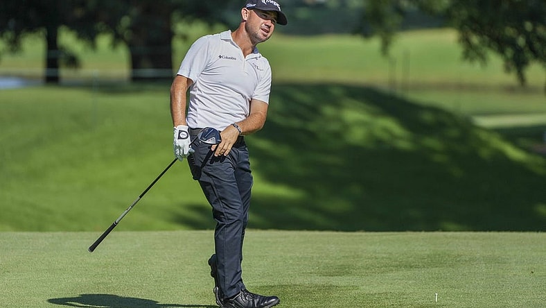Brian Harman watches his tee shot during the second round of the 2022 FedEx St. Jude Championship golf tournament at TPC Southwind. Mandatory Credit: David Yeazell-USA TODAY Sports