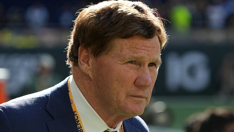 Oct 9, 2022; London, United Kingdom; Green Bay Packers president Mark Murphy watches from the sidelines during an NFL International Series game against the New York Giants at Tottenham Hotspur Stadium. Mandatory Credit: Kirby Lee-USA TODAY Sports