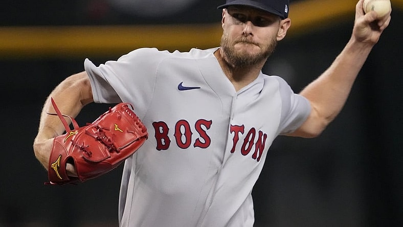 May 26, 2023; Phoenix, Arizona, USA; Boston Red Sox starting pitcher Chris Sale (41) pitches against the Arizona Diamondbacks during the first inning at Chase Field. Mandatory Credit: Joe Camporeale-USA TODAY Sports