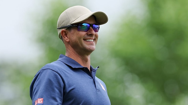Jun 24, 2023; Cromwell, Connecticut, USA; Adam Scott on the first tee during the third round of the Travelers Championship golf tournament. Mandatory Credit: Vincent Carchietta-USA TODAY Sports