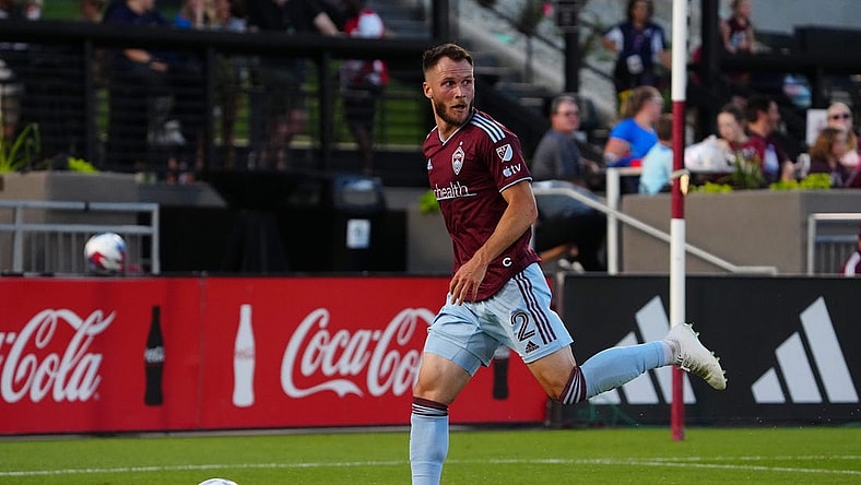 Jul 12, 2023; Commerce City, Colorado, USA; Colorado Rapids midfielder Bryan Acosta (21) in action during the second half against the Portland Timbers at Dick's Sporting Goods Park. Mandatory Credit: Ron Chenoy-USA TODAY Sports