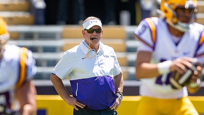 Tigers Head Coach Brian Kelly during the LSU Tigers Spring Game at Tiger Stadium in Baton Rouge, LA. SCOTT CLAUSE/USA TODAY NETWORK.  Saturday, April 22, 2023.

Lsu Spring Football 9685 2