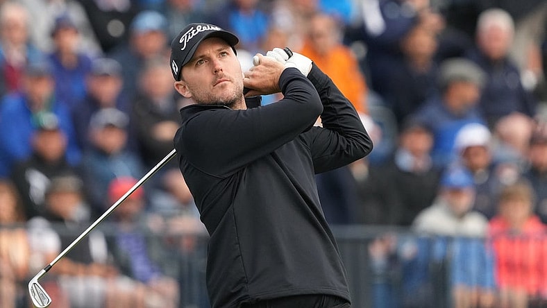 July 20, 2023; Hoylake, ENGLAND, GBR; Russell Henley plays his shot from the fourth tee during the first round of The Open Championship golf tournament at Royal Liverpool. Mandatory Credit: Kyle Terada-USA TODAY Sports