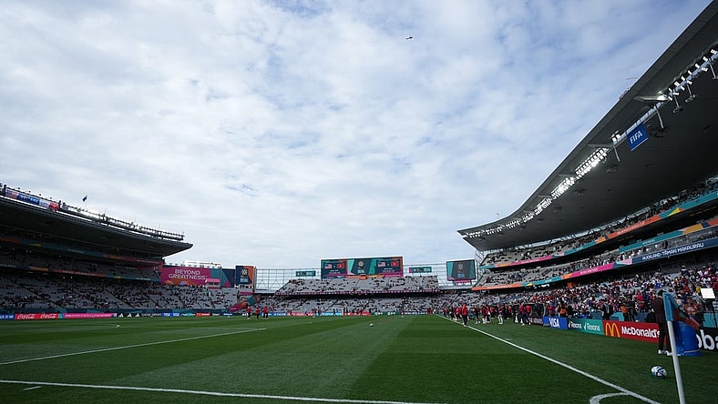 Jul 22, 2023; Auckland, NZL;  A general view of the pitch before a group stage match between the USA and Vietnam in the 2023 FIFA Women's World Cup at Eden Park. Mandatory Credit: Jenna Watson-USA TODAY Sports