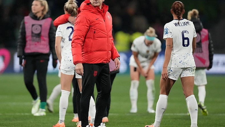 Aug 6, 2023; Melbourne, AUS;  United States head coach Vlatko Andonovski on the pitch after a Round of 16 match in the 2023 FIFA Women's World Cup against Sweden at Melbourne Rectangular Stadium. Mandatory Credit: Jenna Watson-USA TODAY Sports