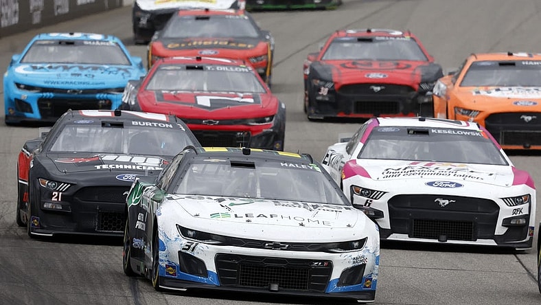 Aug 6, 2023; Brooklyn, Michigan, USA; NASCAR Cup Series driver Justin Haley (31) during the FireKeepers Casino 400 at Michigan International Speedway. Mandatory Credit: Mike Dinovo-USA TODAY Sports