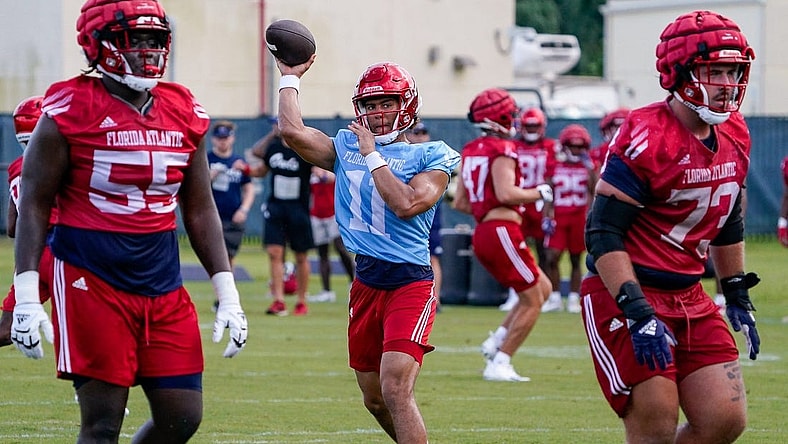 Florida Atlantic quarterback Casey Thompson (11) participates during practice at the Schmidt Family Complex, Thursday, August 3, 2023 in Boca Raton.