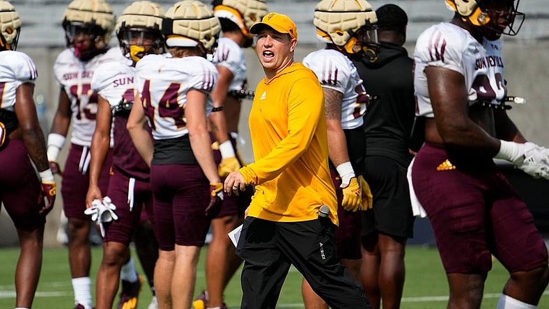Arizona State head coach Kenny Dillingham during football practice at Mountain America Stadium in Tempe on Aug. 8, 2023.