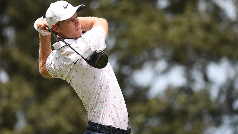 Aug 12, 2023; Memphis, Tennessee, USA; Cam Davis watches his tee shot on the seventh hole during the third round of the FedEx St. Jude Championship golf tournament. Mandatory Credit: Christopher Hanewinckel-USA TODAY Sports