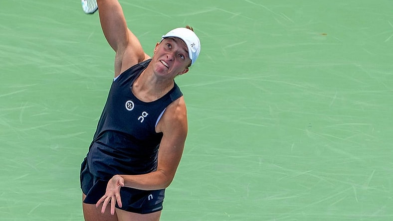 Number one ranked Iga Swiatek of Poland beat Qinwen Zheng of China 3-6, 6-1,6-1 during the 3rd round of the Western & Southern Open at the Lindner Family Tennis Center in Mason Thursday, August, 17, 2023.