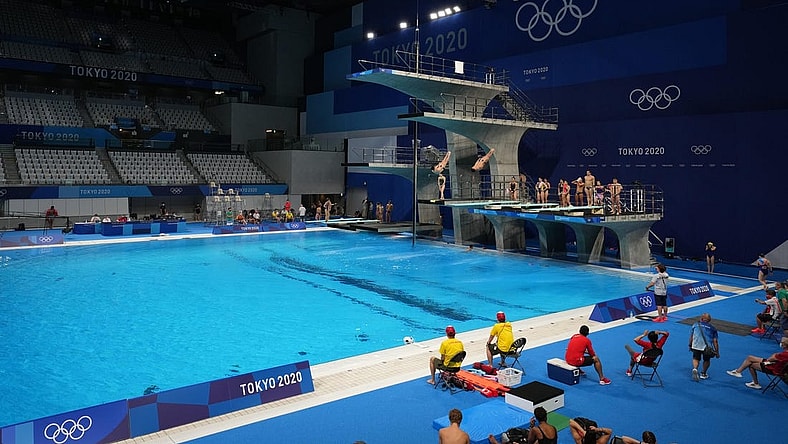 General view of swimming and diving venue. Mandatory Credit: Kirby Lee-USA TODAY Network