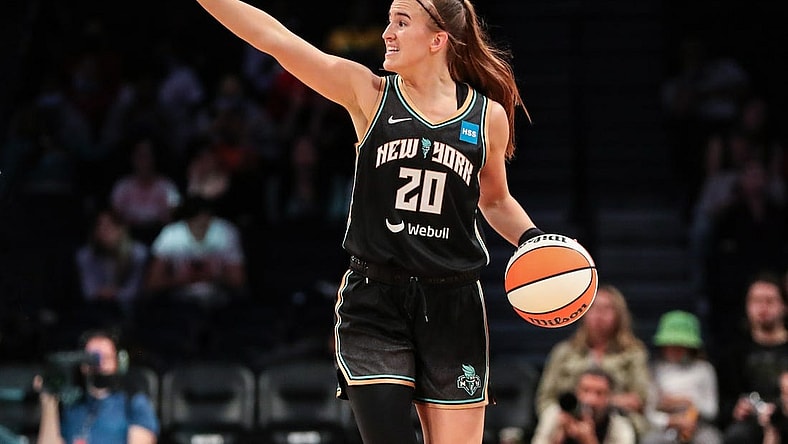 May 17, 2022; Brooklyn, New York, USA;  New York Liberty guard Sabrina Ionescu (20) at Barclays Center. Mandatory Credit: Wendell Cruz-USA TODAY Sports