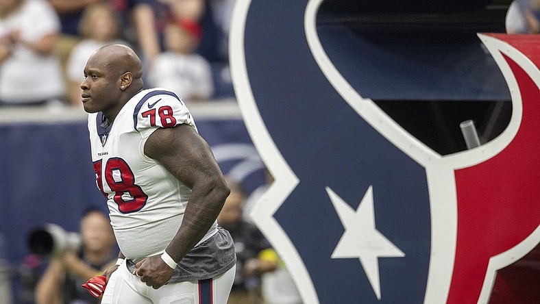 Sep 11, 2022; Houston, Texas, USA; Houston Texans offensive tackle Laremy Tunsil (78) is introduced before playing against the Indianapolis Colts at NRG Stadium. Mandatory Credit: Thomas Shea-USA TODAY Sports
