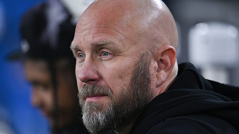 Jan 1, 2023; Baltimore, Maryland, USA;  Pittsburgh Steelers offensive coordinator Matt Canada sits on the bench before the game against the Baltimore Ravens at M&T Bank Stadium. Mandatory Credit: Tommy Gilligan-USA TODAY Sports