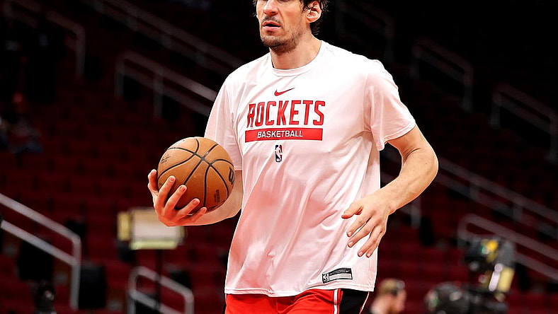 Mar 5, 2023; Houston, Texas, USA; Houston Rockets center Boban Marjanovic (51) prior to the game against the San Antonio Spurs at Toyota Center. Mandatory Credit: Erik Williams-USA TODAY Sports