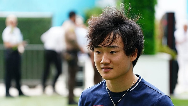 May 7, 2023; Miami Gardens, Florida, USA;  AlphaTauri driver Yuki Tsunoda (22) of Japan arrives for the Miami Grand Prix at Miami International Autodrome. Mandatory Credit: John David Mercer-USA TODAY Sports