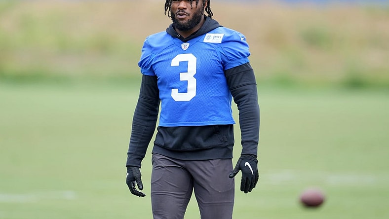 Jun 14, 2023; Thousand Oaks, CA, USA; Los Angeles Rams running back Cam Akers (3) during minicamp at Cal Lutheran University. Mandatory Credit: Kirby Lee-USA TODAY Sports