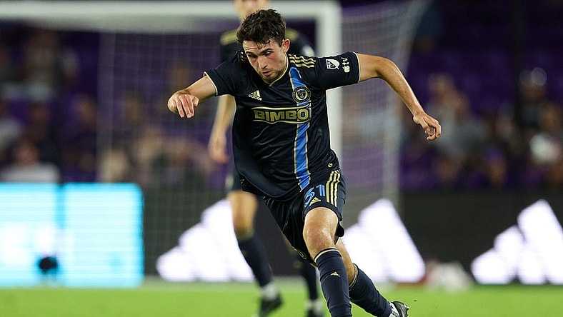 Jun 21, 2023; Orlando, Florida, USA; Philadelphia Union midfielder Leon Flach (31) controls the ball against Orlando City SC in the second half at Exploria Stadium. Mandatory Credit: Nathan Ray Seebeck-USA TODAY Sports