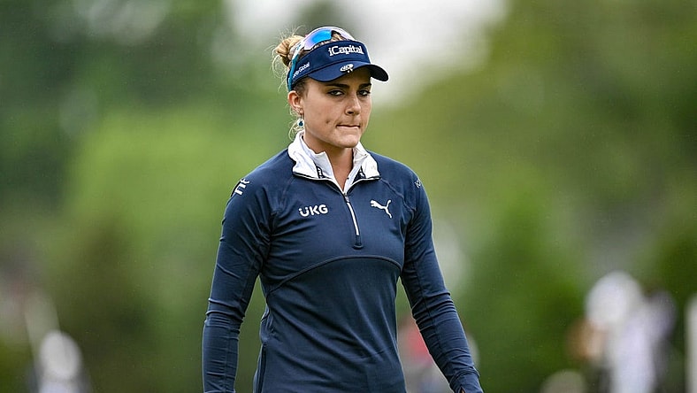 Jun 22, 2023; Springfield, New Jersey, USA; Lexi Thompson walks the 4th fairway during the first round of the KPMG Women's PGA Championship golf tournament. Mandatory Credit: John Jones-USA TODAY Sports