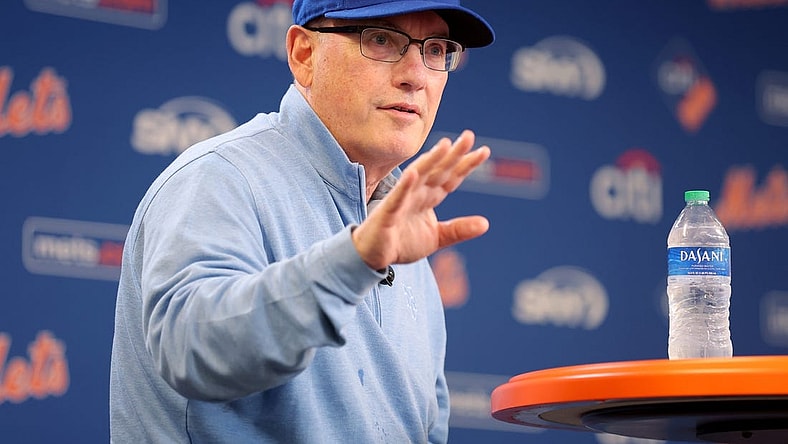 Jun 28, 2023; New York City, New York, USA; New York Mets owner Steve Cohen speaks to the media during a press conference before a game against the Milwaukee Brewers at Citi Field. Mandatory Credit: Brad Penner-USA TODAY Sports