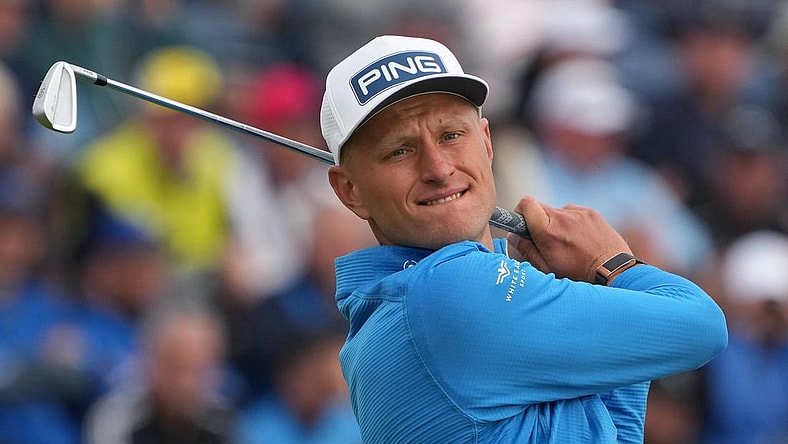 July 20, 2023; Hoylake, ENGLAND, GBR; Adrian Meronk plays his shot from the fourth tee during the first round of The Open Championship golf tournament at Royal Liverpool. Mandatory Credit: Kyle Terada-USA TODAY Sports
