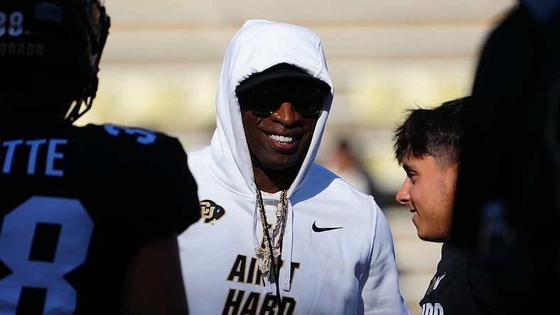 Sep 9, 2023; Boulder, Colorado, USA;  Colorado Buffaloes head coach Deion Sanders before the game against the Nebraska Cornhuskers at Folsom Field. Mandatory Credit: Ron Chenoy-USA TODAY Sports