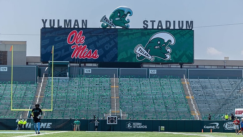 Sep 9, 2023; New Orleans, Louisiana, USA; During pregame of the game between the Tulane Green Wave and the Mississippi Rebels at Yulman Stadium. Mandatory Credit: Stephen Lew-USA TODAY Sports
