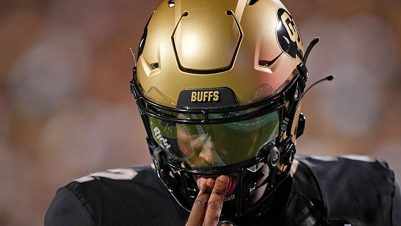 Sep 16, 2023; Boulder, Colorado, USA; Colorado Buffaloes quarterback Shedeur Sanders (2) prepares for a snap against the Colorado State Rams during the first half at Folsom Field. Mandatory Credit: Andrew Wevers-USA TODAY Sports