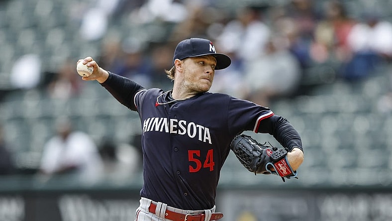 Sep 17, 2023; Chicago, Illinois, USA; Minnesota Twins starting pitcher Sonny Gray (54) delivers a pitch against the Chicago White Sox during the first inning at Guaranteed Rate Field. Mandatory Credit: Kamil Krzaczynski-USA TODAY Sports