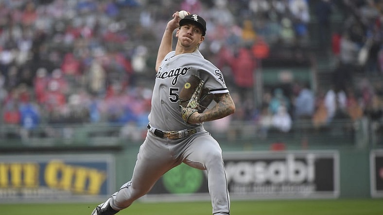 Sep 24, 2023; Boston, Massachusetts, USA; Chicago White Sox starting pitcher Mike Clevinger (52) pitches during the first inning against the Boston Red Sox at Fenway Park. Mandatory Credit: Bob DeChiara-USA TODAY Sports