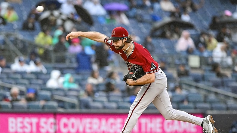 Sep 24, 2023; Bronx, New York, USA; Arizona Diamondbacks starting pitcher Zac Gallen (23) pitches against the New York Yankees during the first inning at Yankee Stadium. Mandatory Credit: John Jones-USA TODAY Sports