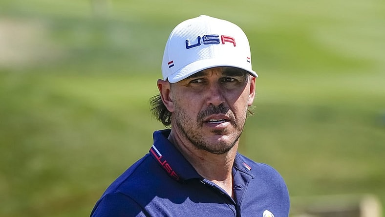 Sep 27, 2023; Rome, ITA; Team USA golfer Brooks Koepka walks to the eighth tee during a practice day for the Ryder Cup golf competition at Marco Simone Golf and Country Club. Mandatory Credit: Adam Cairns-USA TODAY Sports