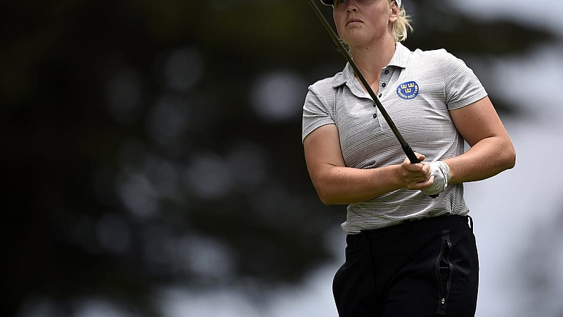 Jun 3, 2021; San Francisco, California, USA; Maja Stark follows her shot from the tenth tee during the first round of the U.S. Women's Open golf tournament at The Olympic Club. Mandatory Credit: Kelvin Kuo-USA TODAY Sports