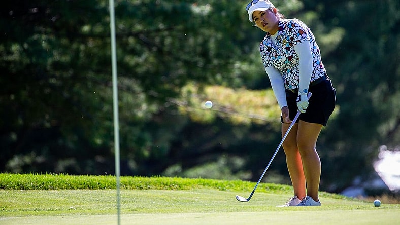 Jasmine Suwannapura chips tthe ball onto the green Thursday, June 16, 2022, at Blythefield Country Club in Belmont Michigan.

Meijer Classic Lpga 2022 16