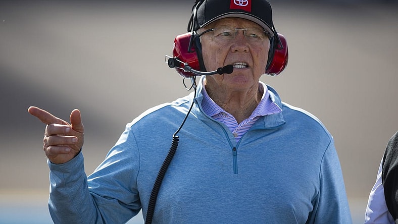 Nov 4, 2022; Avondale, Arizona, USA; NASCAR Cup Series team owner Joe Gibbs during qualifying for the NASCAR championship race at Phoenix Raceway. Mandatory Credit: Mark J. Rebilas-USA TODAY Sports