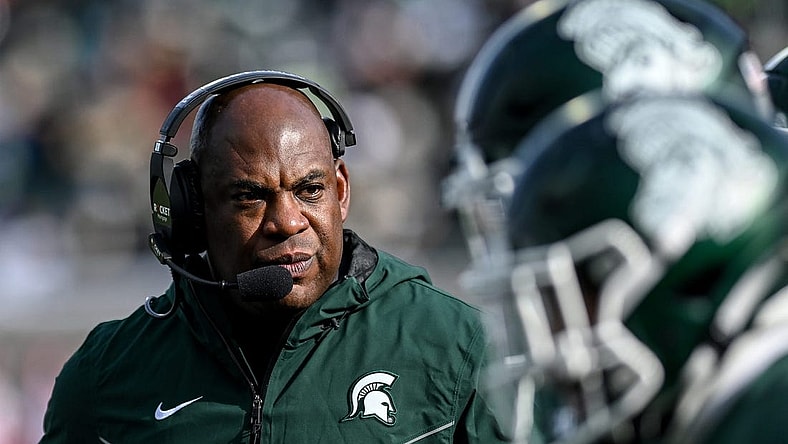 Michigan State's head coach Mel Tucker looks on during the first quarter in the game against Indiana on Saturday, Nov. 19, 2022, at Spartan Stadium in East Lansing.

221119 Msu Indiana 044a