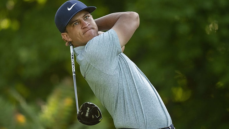 Jul 7, 2023; Silvis, Illinois, USA; Cameron Champ hits a provisional drive on the second hole during the second round of the John Deere Classic golf tournament. Mandatory Credit: Marc Lebryk-USA TODAY Sports