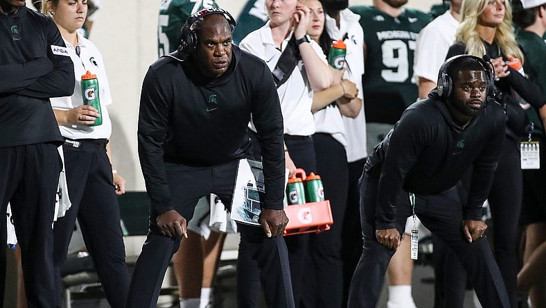 Michigan State head coach Mel Tucker watches a play against Central Michigan from the sideline during the second half at Spartan Stadium in East Lansing on Friday, Sept. 1, 2023.