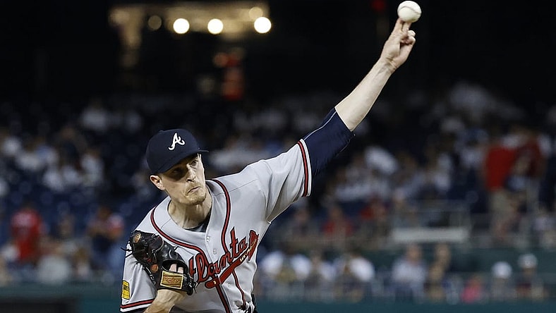 Sep 21, 2023; Washington, District of Columbia, USA; Atlanta Braves starting pitcher Max Fried (54) pitches against the Washington Nationals during the first inning at Nationals Park. Mandatory Credit: Geoff Burke-USA TODAY Sports