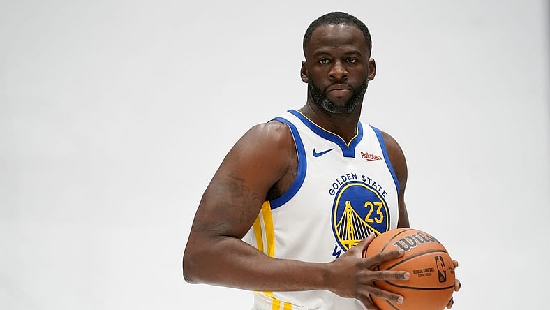 Oct 2, 2023; San Francisco, CA, USA; Golden State Warriors forward Draymond Green (23) during Media Day at the Chase Center. Mandatory Credit: Cary Edmondson-USA TODAY Sports