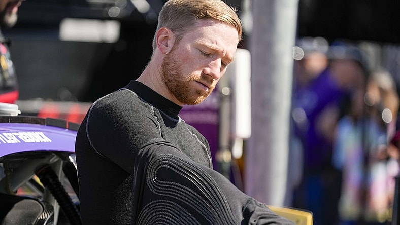 Oct 7, 2023; Concord, North Carolina, USA; NASCAR Cup Series driver Tyler Reddick (45) during Cup practice and qualifying at Charlotte Motor Speedway Road Course. Mandatory Credit: Jim Dedmon-USA TODAY Sports