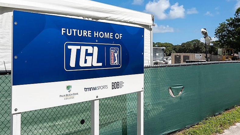 Construction is underway for the Tiger Woods's and Rory McIlroy's Simulator Golf League, TGL, at Palm Beach State College's PGA Boulevard campus in Palm Beach Gardens, Florida on October 5, 2023.