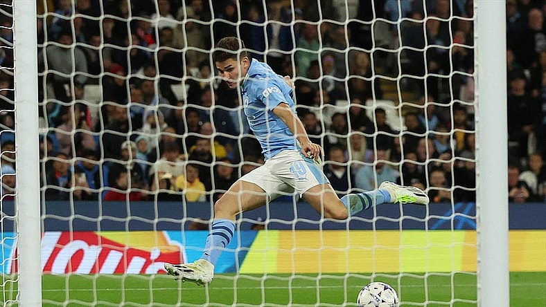 Soccer Football - Champions League - Group G - Manchester City v Crvena Zvezda - Etihad Stadium, Manchester, Britain - September 19, 2023 Manchester City's Julian Alvarez scores their first goal