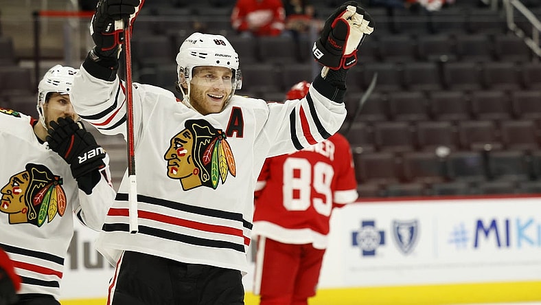 Longtime Chicago Blackhawks right wing Patrick Kane (88) is reportedly joining the Detroit Red Wings. Mandatory Credit: Rick Osentoski-USA TODAY Sports