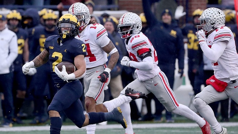 Michigan Wolverines running back Blake Corum gets a chance to outrun Ohio State 

on Saturday.